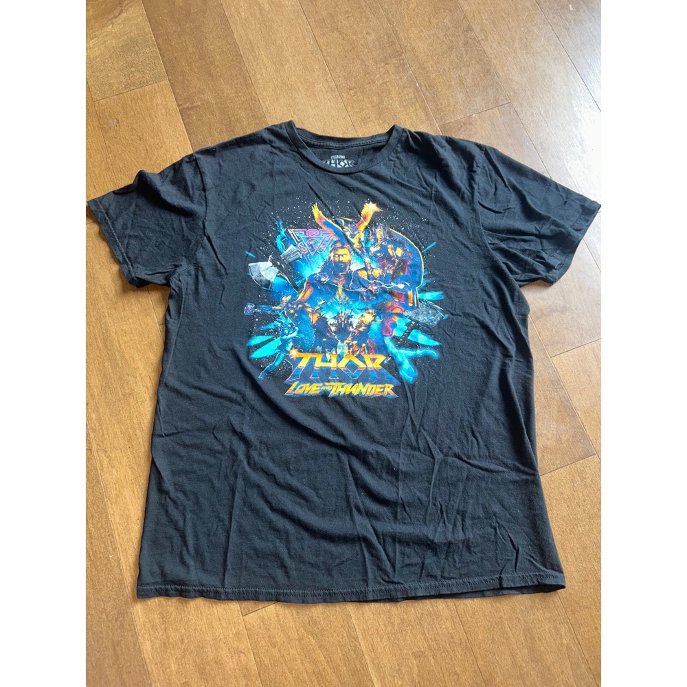 Marvel Thor Love and Thunder Graphic T-Shirt Black Large L Mad Engine MCU Tee